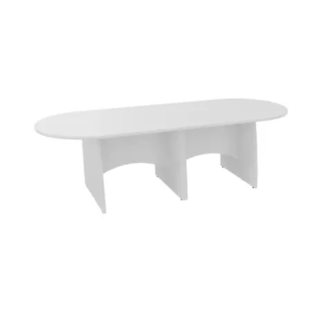 D End Shaped Conference Tables - 2400mm - White